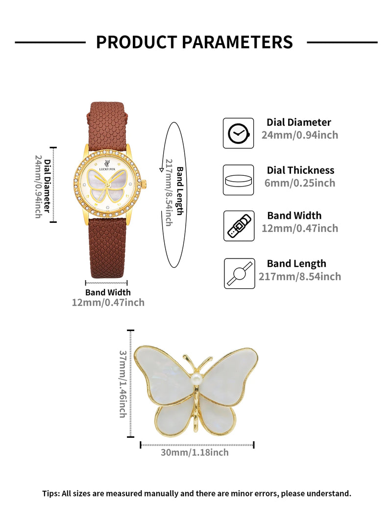 LUCKY FOX Gift Box 2PCS Women's Light Luxury Retro Simple Casual Small Square Quartz Watch Bracelet Gift Box Set Holiday Gift