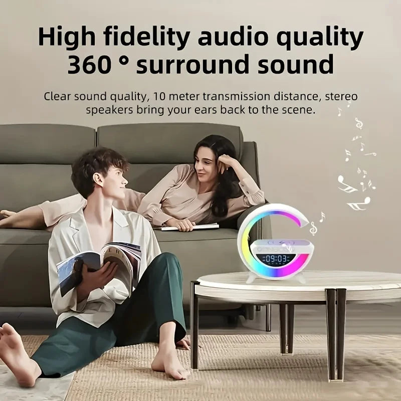 Smart Light LED Wireless Charger Bluetooth Speaker Alarm Clock RGB Atmosphere Lamp Bedroom Decoration Lamps Night Light
