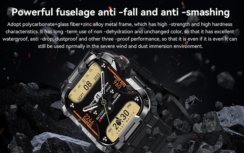 MEVADEN 1.85 Outdoor Military Smart Watch Men Bluetooth Call Smartwatch For Android IOS IP68 Waterproof Sports Fitness Watches