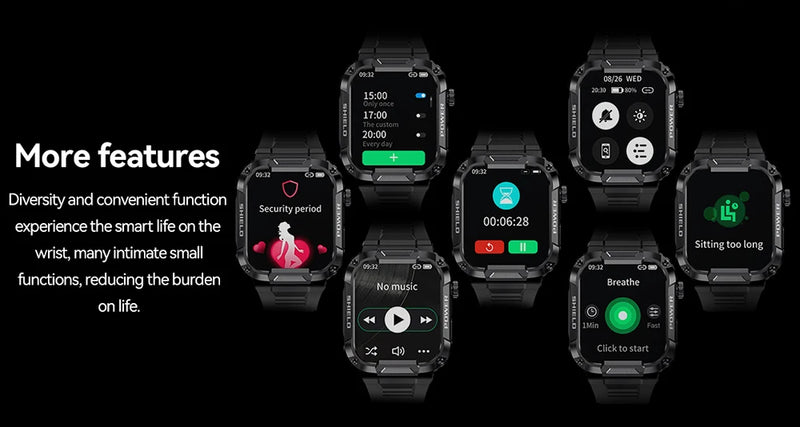 MEVADEN 1.85 Outdoor Military Smart Watch Men Bluetooth Call Smartwatch For Android IOS IP68 Waterproof Sports Fitness Watches